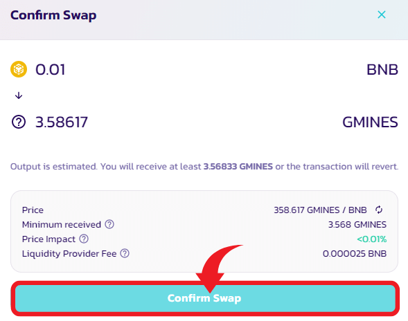 Confirm Swapをクリック